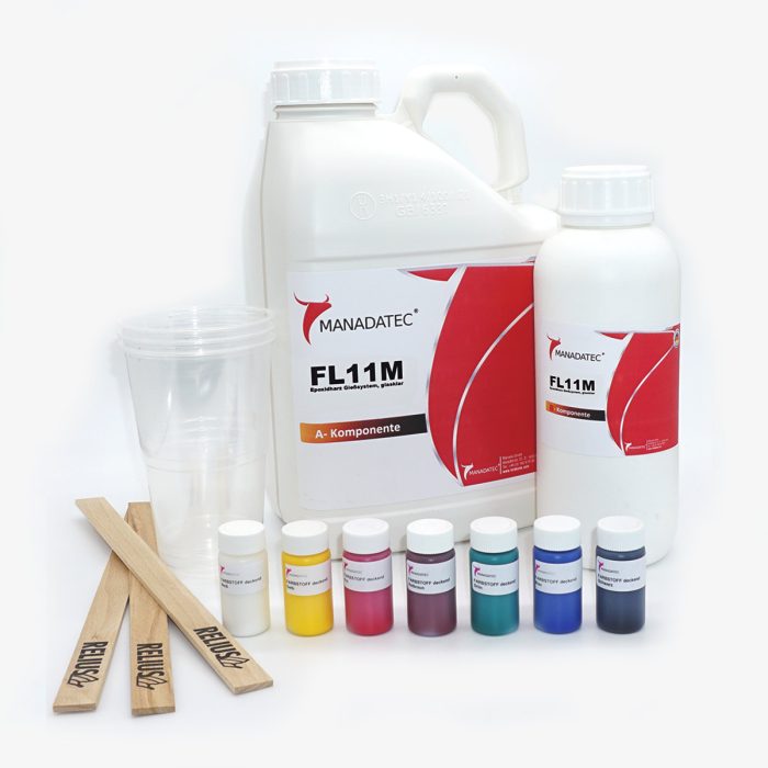 Epoxidharz Starter Set, inkl. 7 Farbpasten deckend
